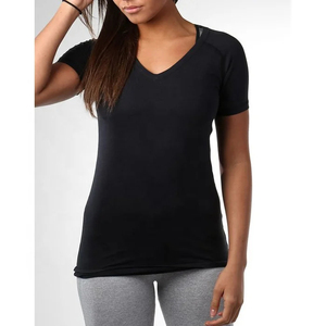 Nueva Camiseta Deportiva Casual Cómoda de Manga Corta con Cuello en V, Blusa Blanca Ajustada para Mujer, Transpirable, de Secado Rápido y Sostenible - Product Image 6