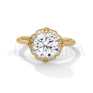High Quality Moissanite Diamond <b>Ring</b> with Round Cut and 14K White Gold Overlay for Womens Wedding Engagement <b>Ring</b> for Export Pri - Product Image 2