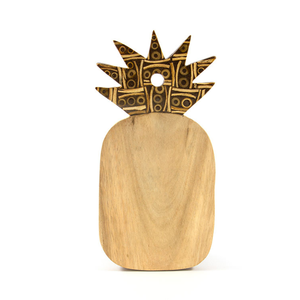 Tabla de servir pequeña de madera de suar de grado alimenticio con incrustaciones de coco y bambú, sin barnizar, hecha a mano, arte artesanal de Bali - Product Image 1