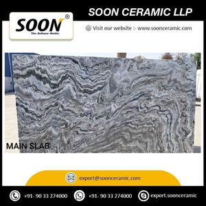 SOON CERAMIC Prix direct usine BLACK WAVE 3D-1 Grande dalle de comptoir en quartzite polie moderne et écologique - Product Image 5