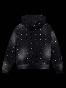Sweat à capuche homme style streetwear 2026, manches longues, grande taille, coupe oversize, entièrement orné de strass, en promotion - Product Image 3