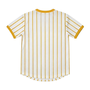 Maillot de baseball Philo blanc à fines rayures, pull à manches courtes boutonné, uniforme d'équipe athlétique, personnalisable pour l'entraînement sportif - Product Image 2