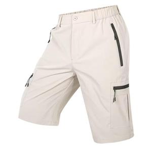 Shorts cargo pour hommes, taille mi-haute, séchage rapide, couleur unie, décontractés, avec poches zippées, logo avant, coupe-vent - Product Image 2