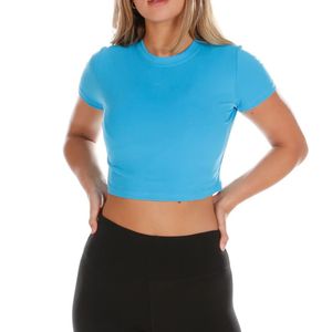 Custom Wholesale Women Crop Top T shirt Lightweight Cotton Summer Crew <b>Neck</b> Women Cropped Slim Fit Tee T Shirt - Product Image 1