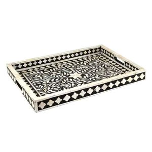 Luxury Handmade Bone Inlay Floral Serving Tray Mother Pearl Star Accent Dishwasher <b>Microwave</b> Safe Polished Finish Customizable - Product Image 2