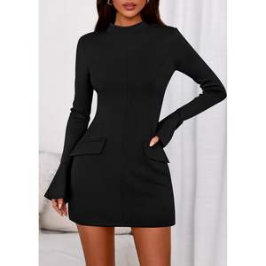 PrettYGARDEN 2025 Vestido Mini Elegante para Mujer, para Cóctel, Fiesta, Club, Manga Larga, Formal, Corto, con Cuello Alto, Estilo Ajustado - Product Image 1