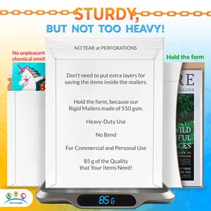 25-Pack 7x9 inch Trắng cứng nhắc bưu phẩm 550 GSM Kraft phong bì mạnh mẽ tông <span class=keywords><strong>CD</strong></span> bưu phẩm keo Tear-off Dải cứng gửi thư Túi - Product Image 3