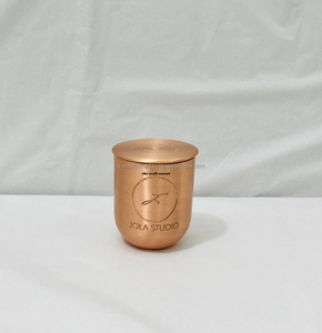 Wholesale Copper Candle <b>Jar</b> & Holder With Lid & Brushed Finish Modern Luxury <b>Empty</b> Metal Candle <b>Jar</b> With Custom Logo & Packaging - Product Image 1