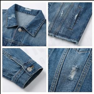 Chaqueta vaquera de alta calidad para hombre, abotonada, desgastada, Vintage, Occidental, camionero, dobladillo deshilachado, bolsillos, logotipo frontal - Product Image 4