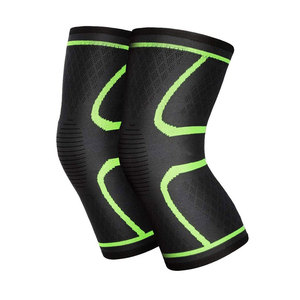Genouillère noire avec surpiqûres vertes, soutien élastique de compression pour hommes, entraînement en salle de sport - Product Image 1