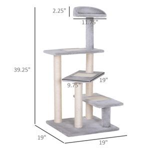 Albero per Gatti Girevole di Lusso a 5 Livelli con Tiragraffi, Torre da Arrampicata, Centro Giochi e Postazione Riposo, Finitura Grigia - Product Image 3