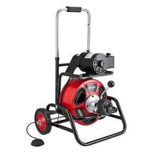 Macchina Portatile per la Pulizia degli Scarichi con Alimentazione Automatica, Spirale da 75 FT x 1/2 Pollici, Ruote per Salita e Funzione di Pulizia Conveniente - Product Image 1