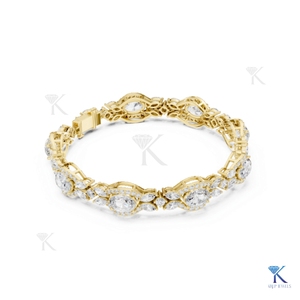Lab Grown Diamond Oval Halo Marquise Cluster <b>Bangle</b> 14K 18K <b>Solid</b> <b>Gold</b> Fine Women Luxury Bridal Jewelry Manufacturer Wholesale - Product Image 4