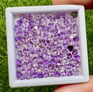 Pierres précieuses en améthyste naturelle, taille cœur, couleur violette, pierres lâches pour la création de bijoux, bagues, pendentifs, boucles d'oreilles, haute qualité - Product Image 3