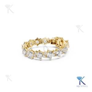 Mixed Cut Emerald Round Diamond Tennis <b>Bracelet</b> 14K <b>Solid</b> Gold Fine Unisex Luxury Jewelry Party Gift Manufacturer Wholesale - Product Image 4