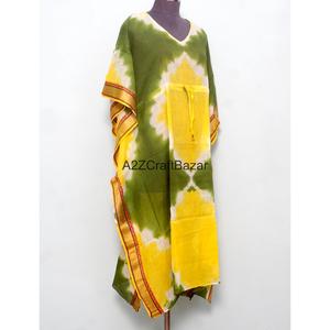 Vestido Maxi Kaftan para Mujer, 100% Algodón, Cuello en V, Sin Mangas, Silueta Ajustada, Cintura Natural, Estampado Floral, Ecológico, Casual - Product Image 4