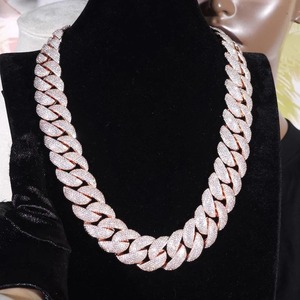 Collar de Lujo con Eslabones Cubanos de Moissanita, Plata de Ley 925, Joyería Hip Hop con Diamantes Incrustados - Product Image 1