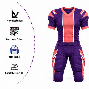 Conjunto de Uniforme de Fútbol Americano Personalizado para Hombre, Sublimado, Cuello en V, Manga Corta, Poliéster Transpirable, Ajustado, para Todas las Temporadas - Product Image 4