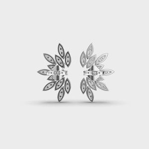 IGI Certified Lab Grown Round Diamond Stud Earrings Solid 925 Sterling Silver <b>Leaf</b> Cluster Floral Diamond Earrings - Product Image 4