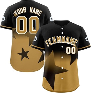Maillot de baseball personnalisé noir et vert olive avec étoiles, impression sublimée, polyester respirant, manches courtes, uniforme d'équipe unisexe pour adultes - Product Image 6