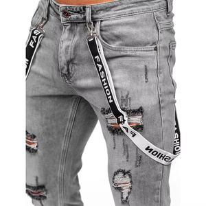 Men's Denim <b>Jeans</b> Pant Fashionable Cotton Washable Mid Waist <b>Elastic</b> Waist Custom Design Premium Quality Customizable Cheap - Product Image 3
