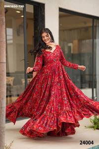 Proveedor de la colección de vestidos Anarkali largos con vuelo completo y dupatta, de rayón de alta calidad con estampado digital, listos para usar, de Surat. - Product Image 5