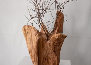 Handmade Olive Wood Vase: Large Sculptural Minimalist Home Decor - Product Image 4