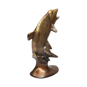 SHUBHAM Figura de Pez Vintage de Latón, Bañada en Oro, Pulida, Duradera, Esculpida, Decoración Religiosa para el Hogar, Regalo Artificial - Product Image 5