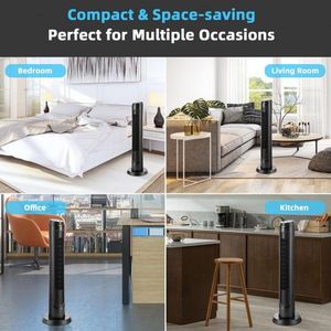 Ventilatore a Torre da 40 Pollici con Telecomando, Oscillazione a 75°, 3 Modalità di Vento e 4 Velocità, Ventilatore a Piantana - Product Image 3