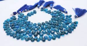 ลูกปัดอะพาไทต์นีออนธรรมชาติทรงลูกแพร์เรียบขนาด 6x9 ถึง 7x10 สีน้ำเงินเข้ม ลูกปัดอะพาไทต์ 8 นิ้ว ทรงลูกแพร์เรียบแบบบริโอเล็ต - Product Image 2