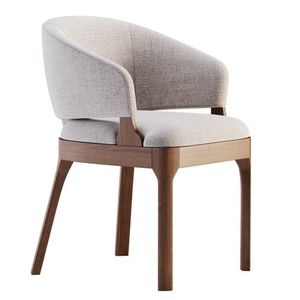 Fauteuil de salle à manger moderne en teck rembourré – Chaise en bois massif pour restaurant, café, hôtel - Product Image 1