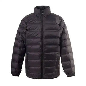Veste matelassée noire pour homme, col montant, fermeture éclair, coupe-vent, légère, manteau d'hiver - Product Image 1
