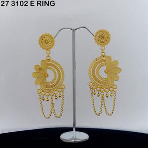 ต่างหูดีไซน์เนอร์ชุบทองต่างหูเทียมดีไซน์ใหม่ต่างหูแฟนซีแบบโบราณสไตล์อินเดียชุบทองสำหรับผู้หญิง - Product Image 4