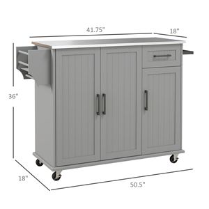 Elegante Carrello da Cucina Mobile dal Design Moderno con 3 Armadietti in Acciaio Inox e Piano di Lavoro - Product Image 3