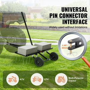 Détergent de remorquage de 40 pouces avec 20 dents en acier à ressort Tondeuse à gazon ATV Râteau à gazon Poignée de levage Jardin Ferme Râteau à gazon pour l'entretien de la pelouse - Product Image 3