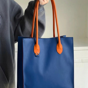 <b>Large</b> Capacity PU Leather <b>Tote</b> <b>Bag</b> Contrast Handle Shoulder Shopper <b>for</b> Commuting <b>Travel</b> Shopping - Product Image 3
