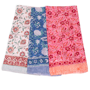 Craftjaipur Cotton Block Printed Large Square <b>Bandana</b> 100x100cm Floral Ethnic Design Unisex Casual Style Soft Adult Outdoor - Product Image 1