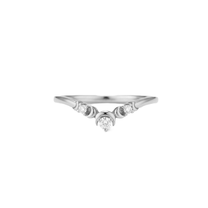 Newest Jewelry Dainty Curved <b>Three</b> Stone Diamond Ring 18K Solid Gold Minimalist Crescent V Shape Ring Round Lab Grown Diamond - Product Image 3