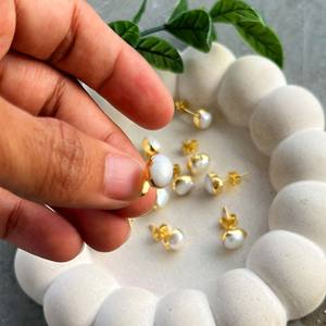 Pendientes de Perlas Naturales de Agua Dulce, Chapados en Oro de 18K, Pendientes Minimalistas de Perlas para Mujer, Joyería Clásica - Product Image 3