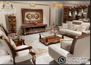 Juego de Sofás de Salón de Estilo Tradicional Premium en Dorado, Muebles de Madera de Teca Antiguos Tallados a Mano, Clásicos y de Lujo, Reino Unido - Product Image 6