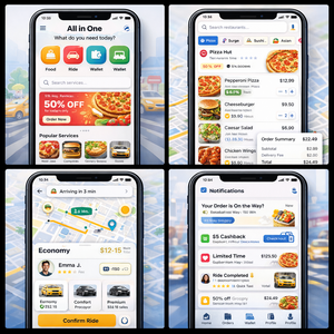 Développement d'applications tout-en-un pour Android et iOS : Service logiciel mobile pour plateformes de services alimentaires, de taxi, de portefeuille et de style de vie - Product Image 1