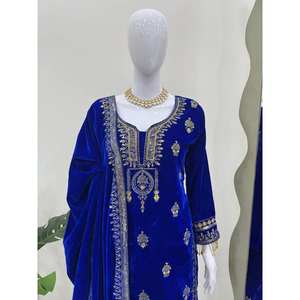 Conjunto de traje azul RTC para fiesta, talla XL, con bordado de hilo y lentejuelas, 1200g - Product Image 1