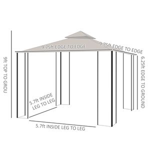 10 'x 10' Gazebo del Patio, doppio tetto all'aperto del baldacchino del Gazebo riparo con la rete, struttura d'angolo d'acciaio per il giardino, prato, cortile un - Product Image 5