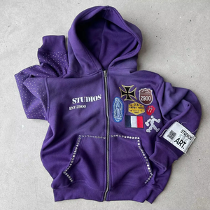 Sudadera con Capucha Personalizada para Hombre, Estilo Francés, con Pedrería Brillante, Estilo Urbano, Ecológica, Antiencogimiento, 100% Algodón, para Invierno - Product Image 2