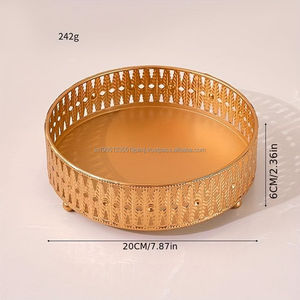 Haute qualité personnalisé arabe Ramadan luxe or métal plateau en gros plaque de fer plateau de service pour Eid décorations de table - Product Image 4