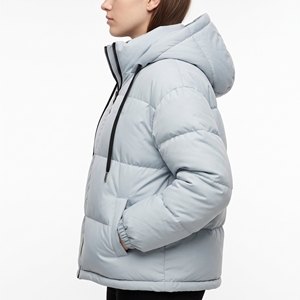 Hawkeye <b>Women's</b> Winter Quilted Puffer Jacket Hooded Full Zip Regular Fit <b>Light</b> Blue Polyester Wadding <b>Coat</b> - Product Image 2