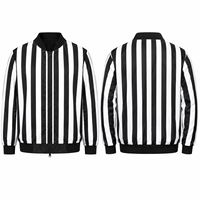 Veste d'arbitre homme personnalisée, rayée noir et blanc, fermeture éclair intégrale, légère, veste bomber pour officiels de football, uniforme sportif, vêtements d'équipe