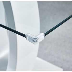 Modern MDF <b>Dining</b> <b>Table</b> with Clear Glass <b>Top</b> White Finish Designed for 6 People - Product Image 5