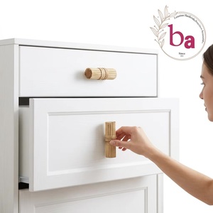 Ba Handmade Natural Rattan Wood Cylinder Drawer Knob Industrial Furniture Handle for Living Room & Home Office Easy Installation - Product Image 3