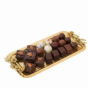 Bandeja de Regalo de Chocolate Vintage para Ocasiones Especiales, Bandeja de Metal Dorado Premium para Eventos, Regalos, Proveedor de Chocolate - Product Image 1
